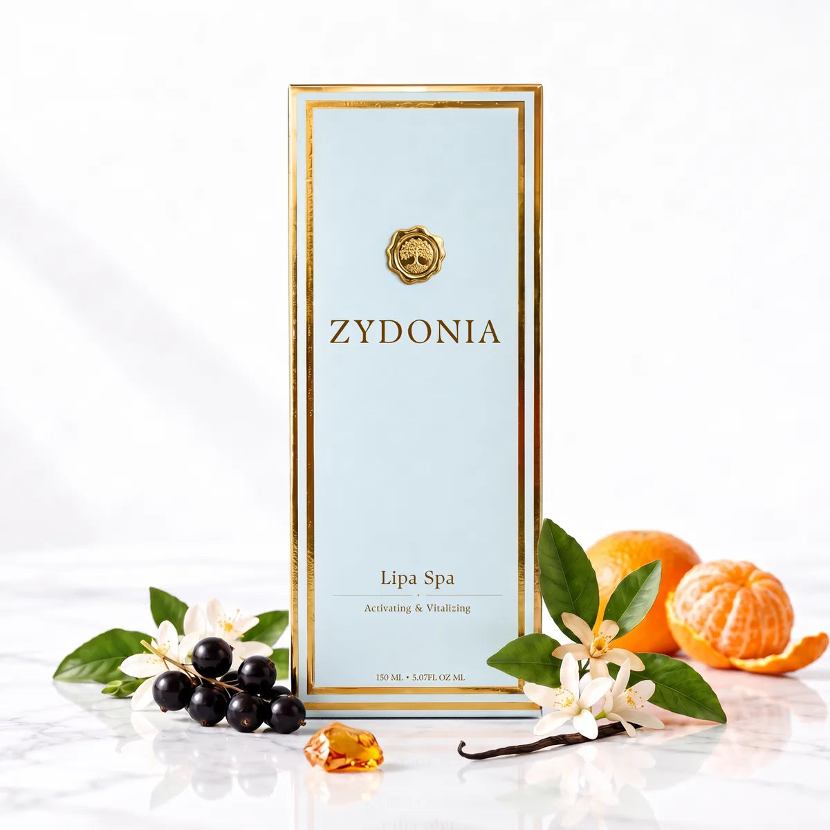 Raumduft Lipa Spa mit Zutaten und Verpackung